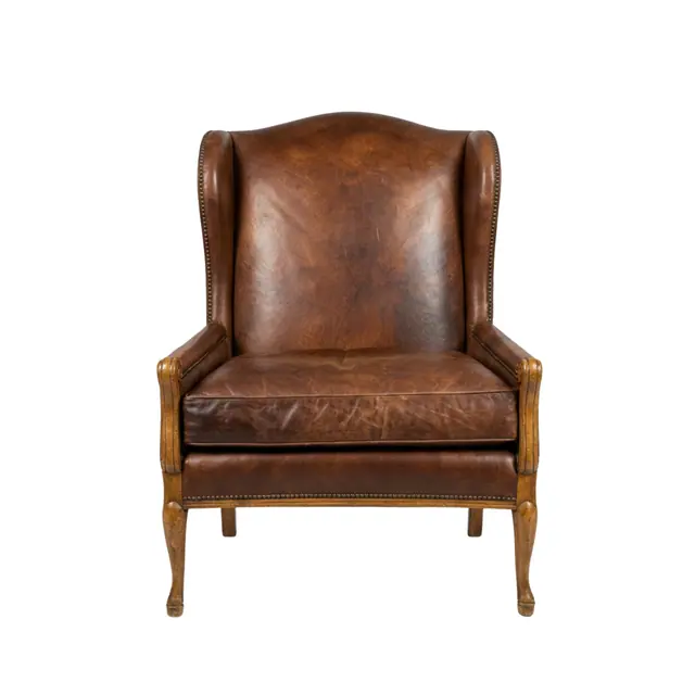 Baker Furniture Wingback Deri Sandalye