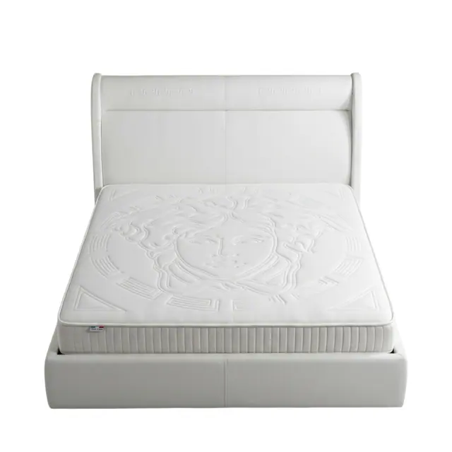 Versace Home Beyaz Deri Yatak Karyolası ve Yatak